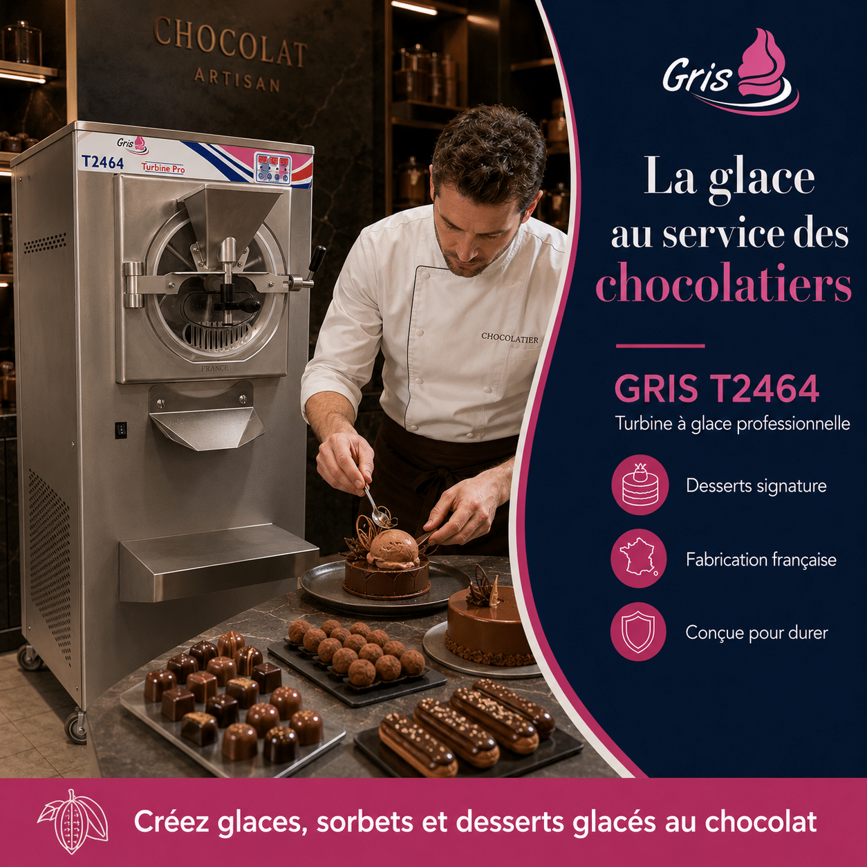 Turbine à glace professionnelle GRIS T2464 fabriquée en France
